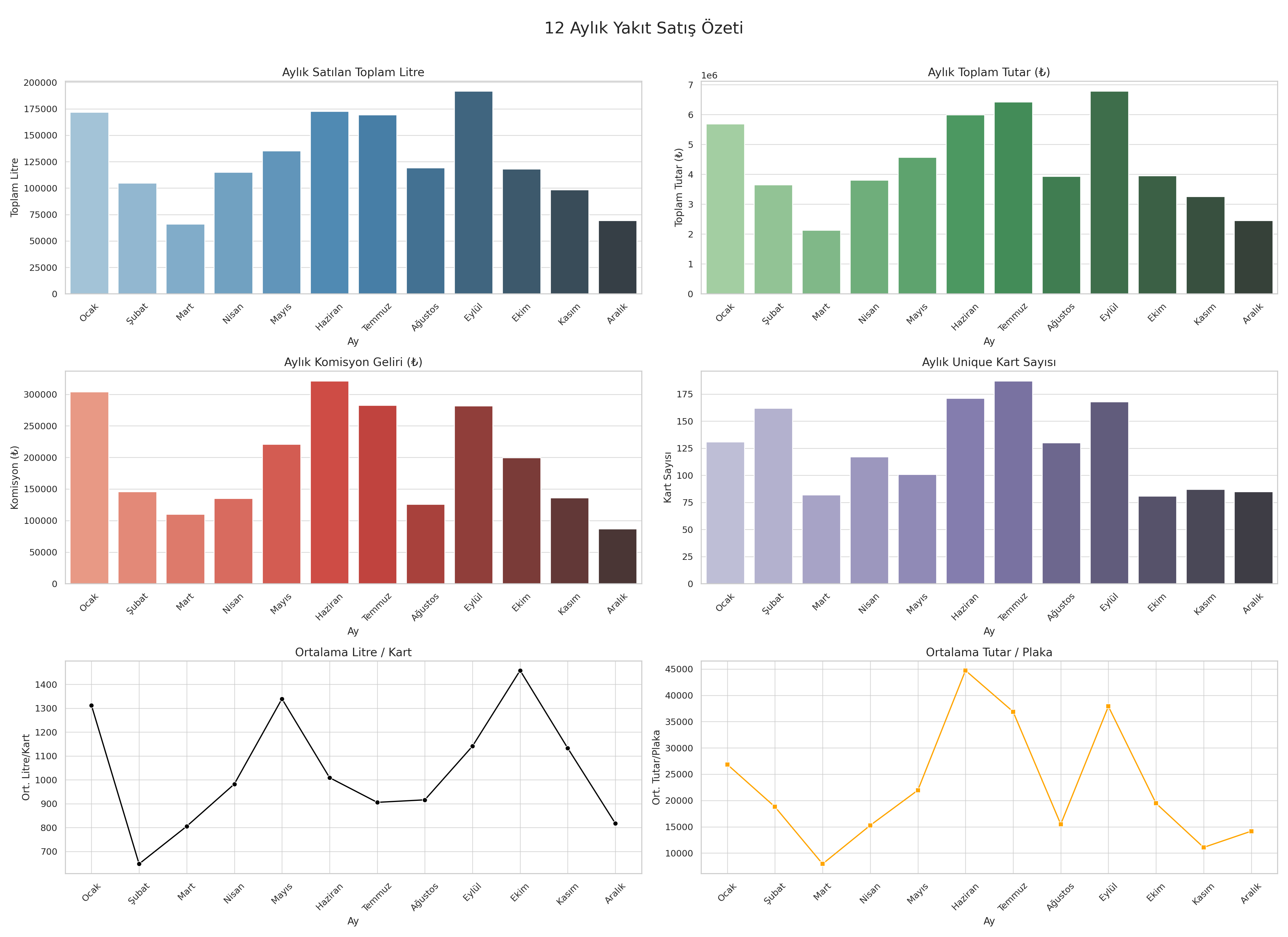 12 Aylık Satış Grafikleri